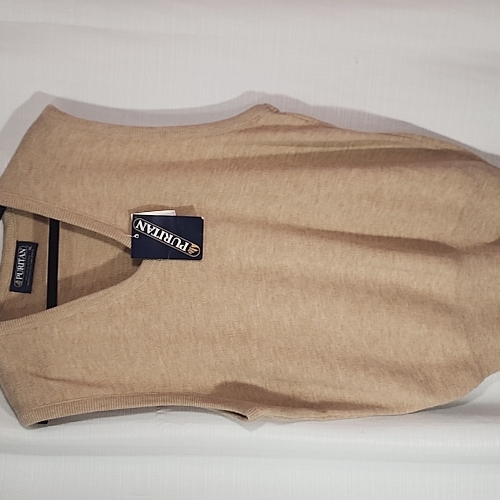 Puritan V neck Men's Knitted Beige Vest. Size XL. NWT - Picture 2 of 8